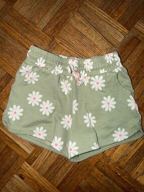 Cat & Jack Sage Green Daisy-Print Elastic Shorts